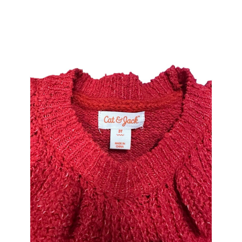 Cat & Jack Girls Sweater Red 3T - Picture 3 of 6